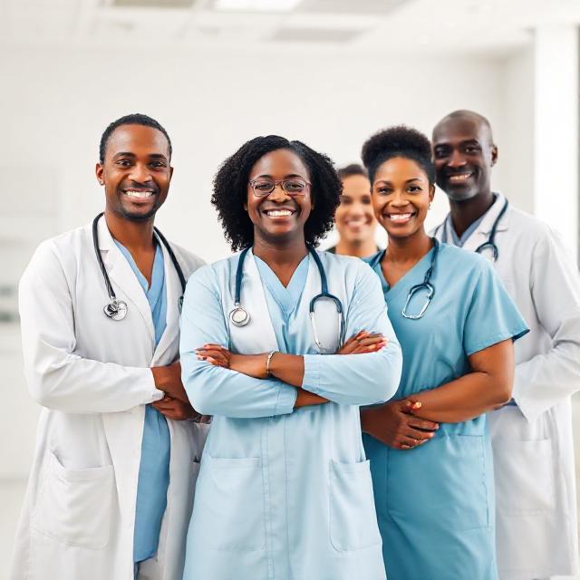 black african medical team doctors nurses clinic healthcare